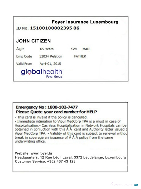 Download Luxembourg health insurance card Photoshop template